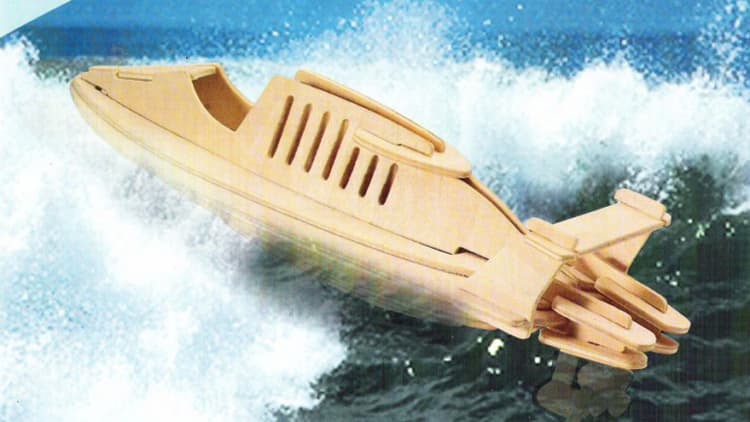 Laser Cut Wood Jet Ski 3D