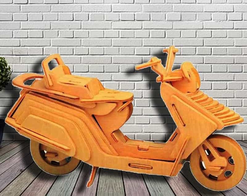 Laser Cut Lambretta Xe tay ga Xe máy Câu đố 3D Mô hình máy tính để bàn