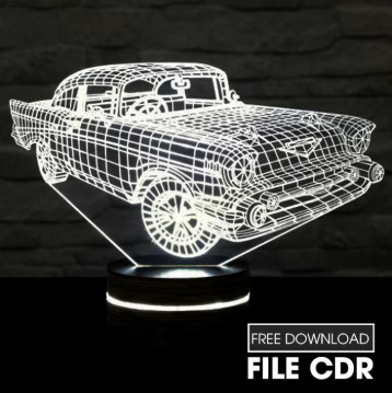 đèn ngủ 3d hình xe ô tô cắt khắc laser