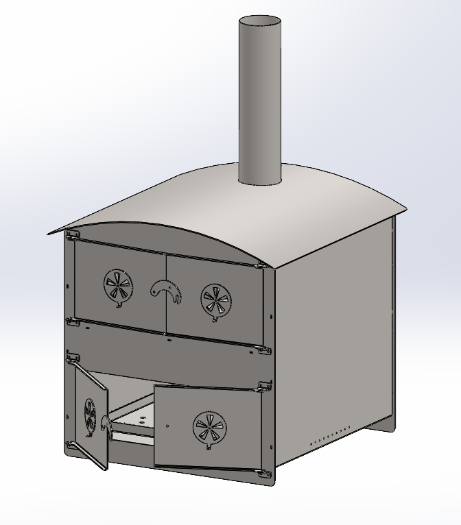 BẢN VE 3D LÒ XẤY Lò nướng Ngoài trời (mái vòm bầu dục) (CK 023)
