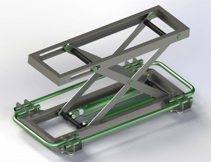 Bản vẽ 3D Bàn nâng chữ X di động sức nâng 2 tấn (TL 0138)