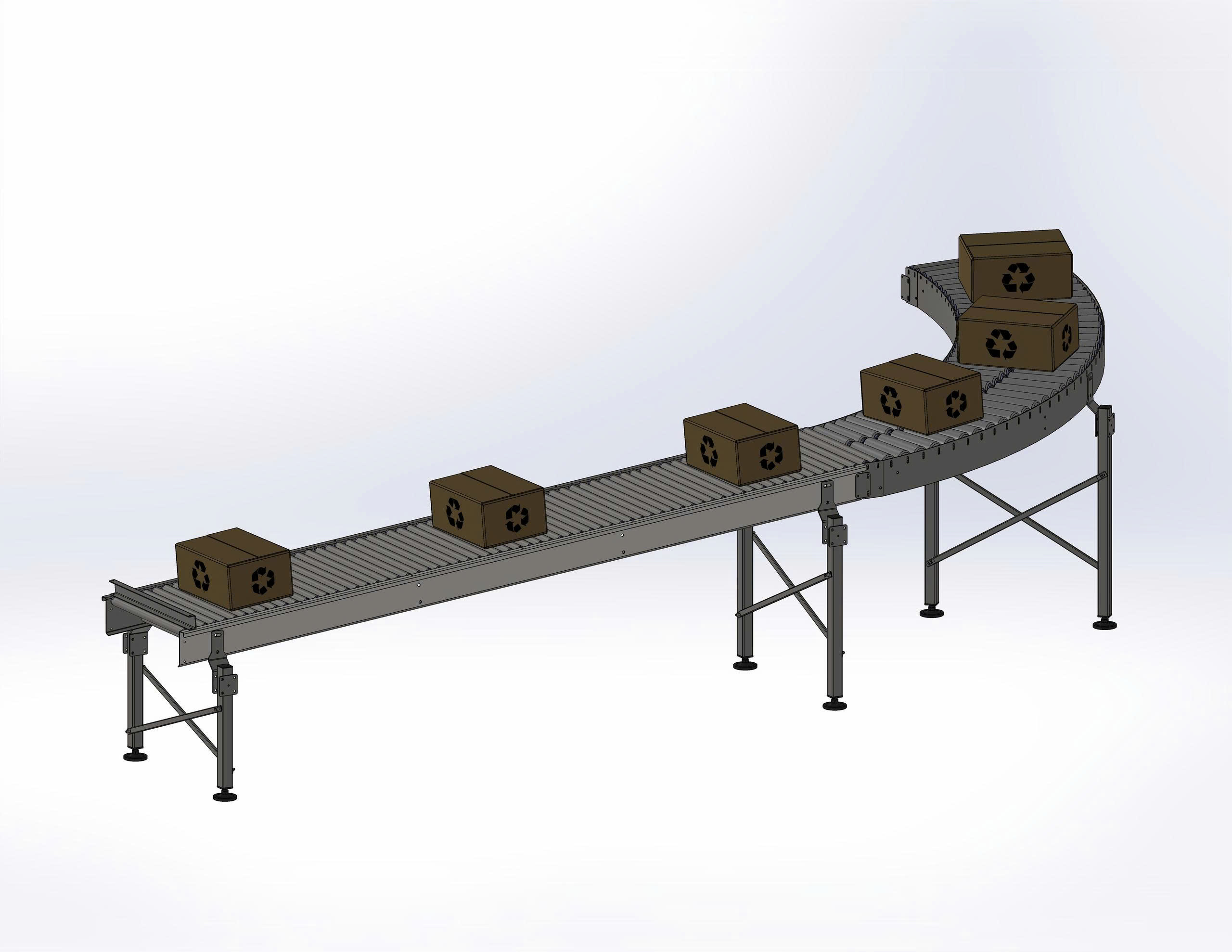BẢN VE 3D BĂNG TẢI Curved gravity roller conveyor (CN 046)