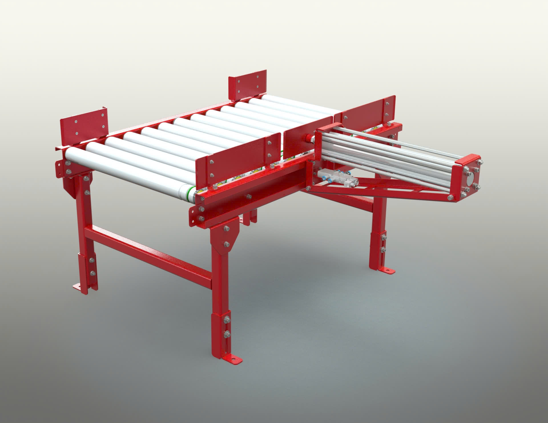 BẢN VE 3D BĂNG TẢI Roller Conveyor with Pneumo Push (.STEP, Pneumo Schema) (CN 076)