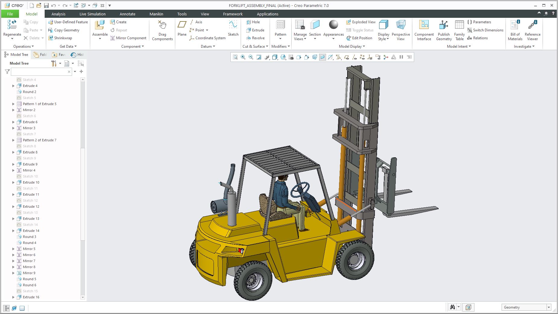 XE NÂNG ForkLift realizat in Creo PTC pentru CFD (CN 191)