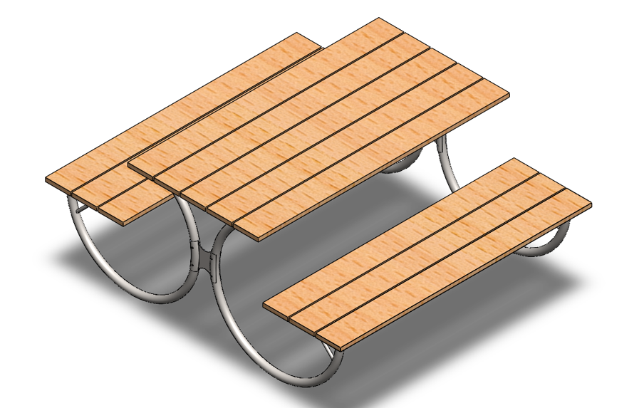 Bàn picnic ngoài trời hiện đại khung cong (DG 38)