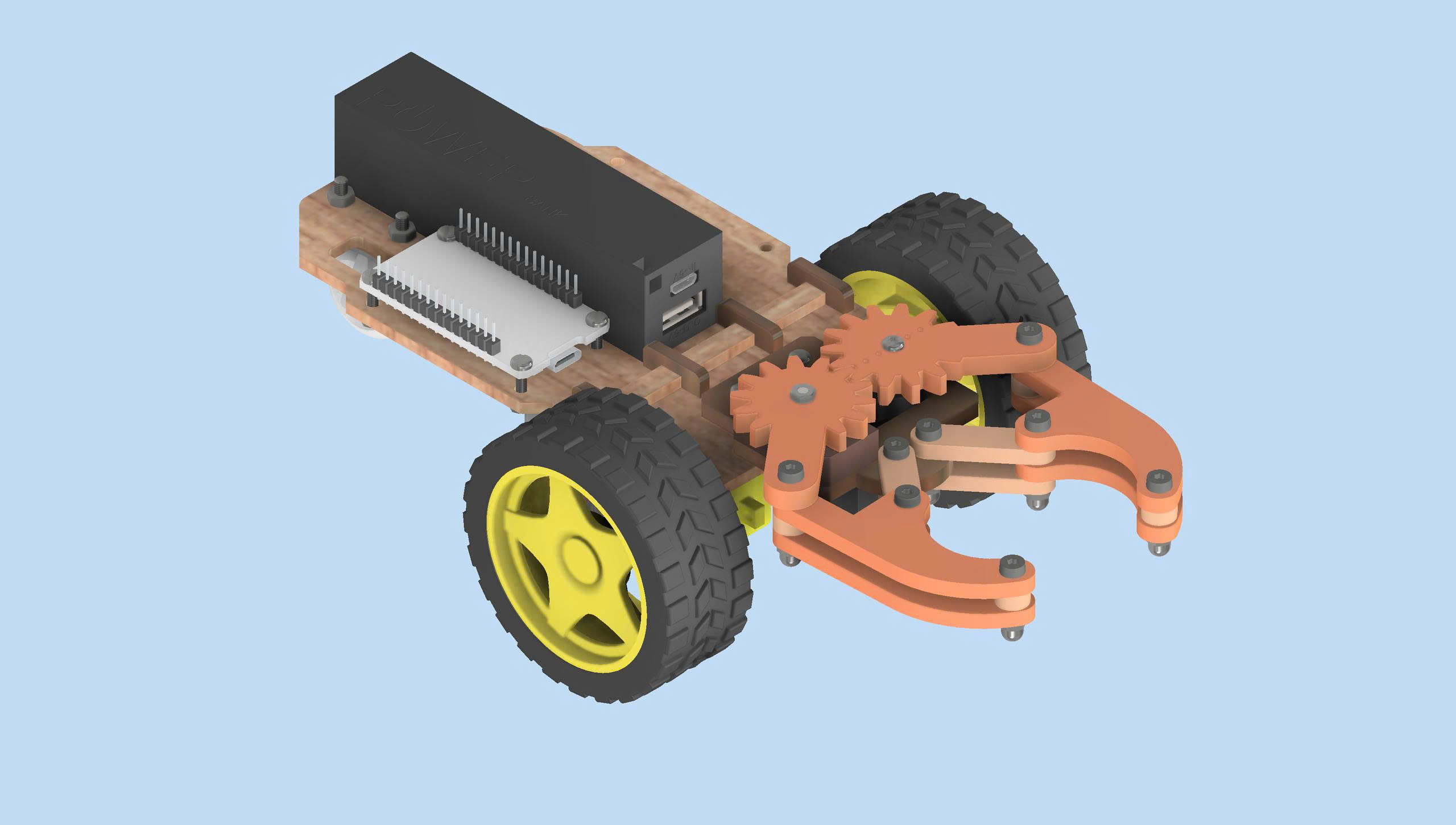 Robot 2 bánh đơn giản có cơ cấu gắp bằng bánh răng (DG 85)